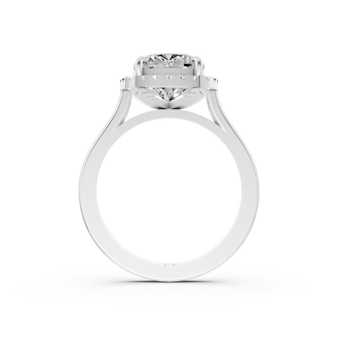Cushion Brilliant Cut Halo Diamond Cathedral Shank Ring