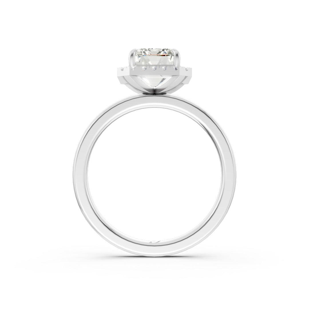 Emerald Cut Lab Created Diamond Halo Anniversary Ring