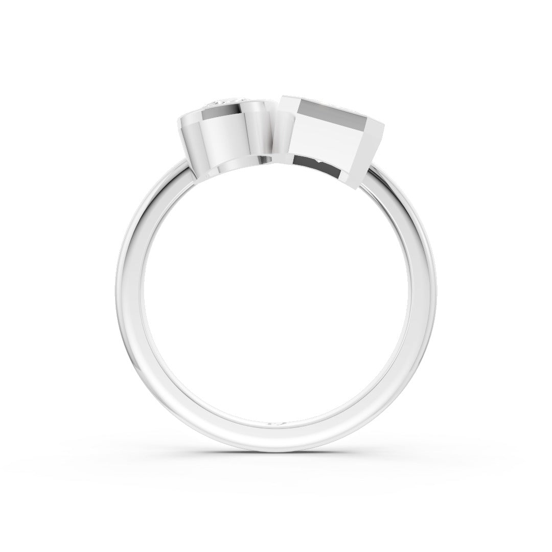 Toi at Moi Bezel Set Pear and Emerald Cut Diamond Anniversary Ring