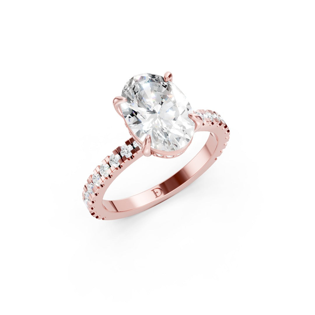 Oval Diamond With Under-Halo Settings Ring