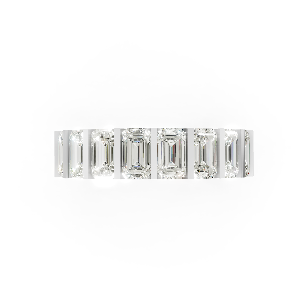 Emerald Diamond Bar Set Half Eternity Band