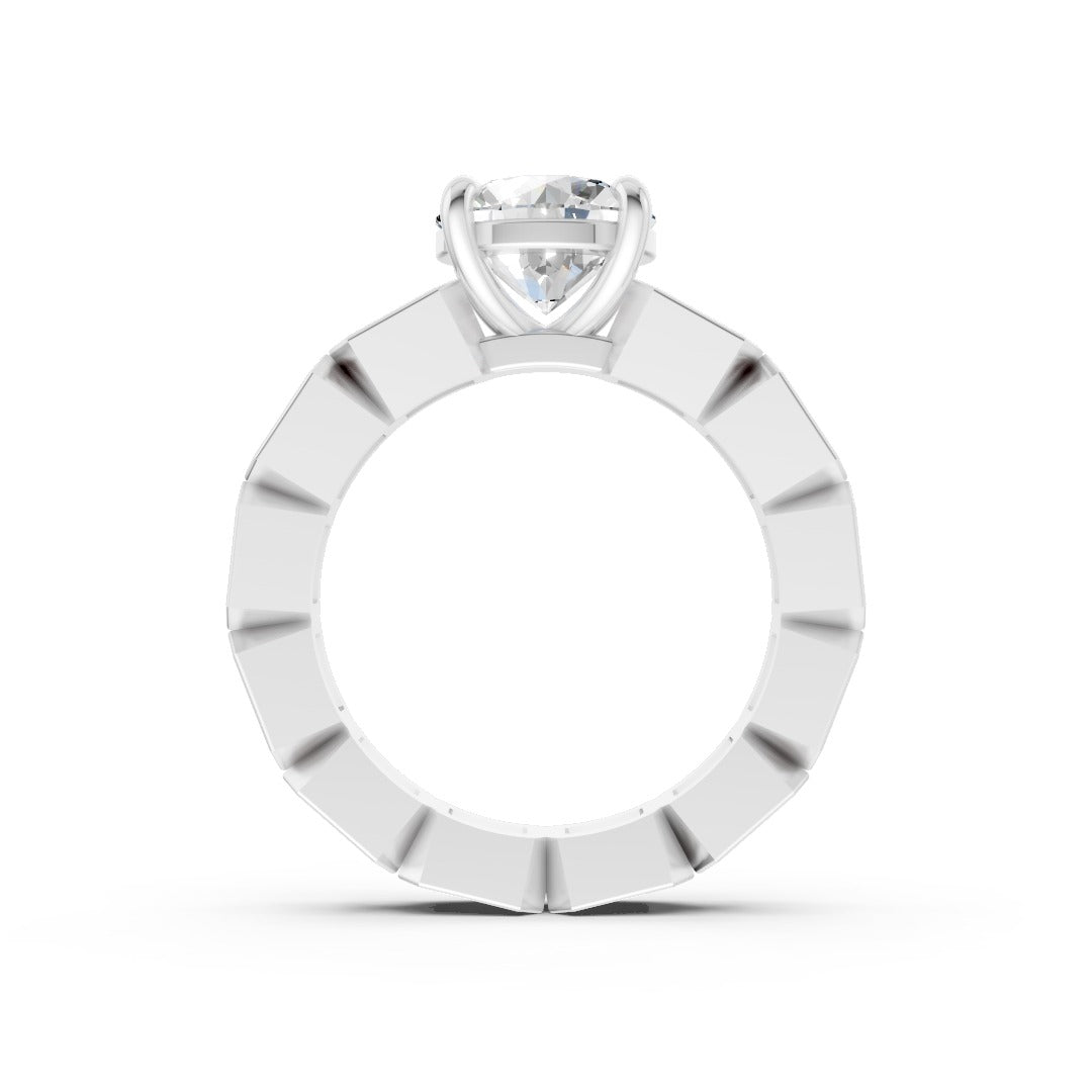 Round Cut Diamond Bezel Set Full Eternity Wedding Ring
