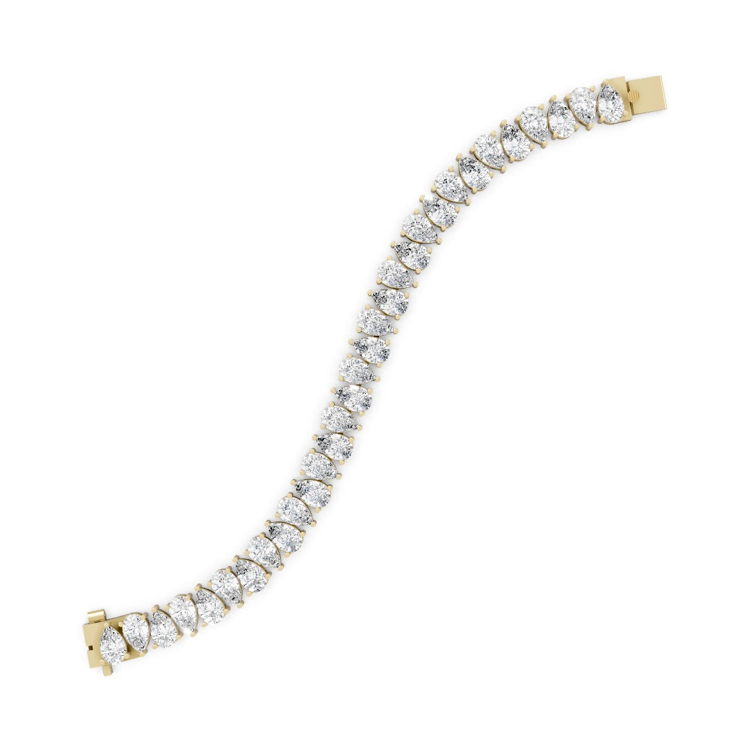 Pear Cut Lab Grown Diamond Prong Settings Tennis Bracelet