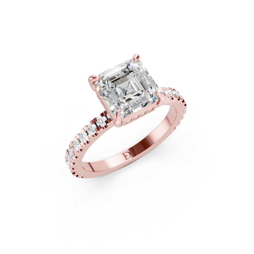 Asscher Diamond With Under-Halo Settings Ring