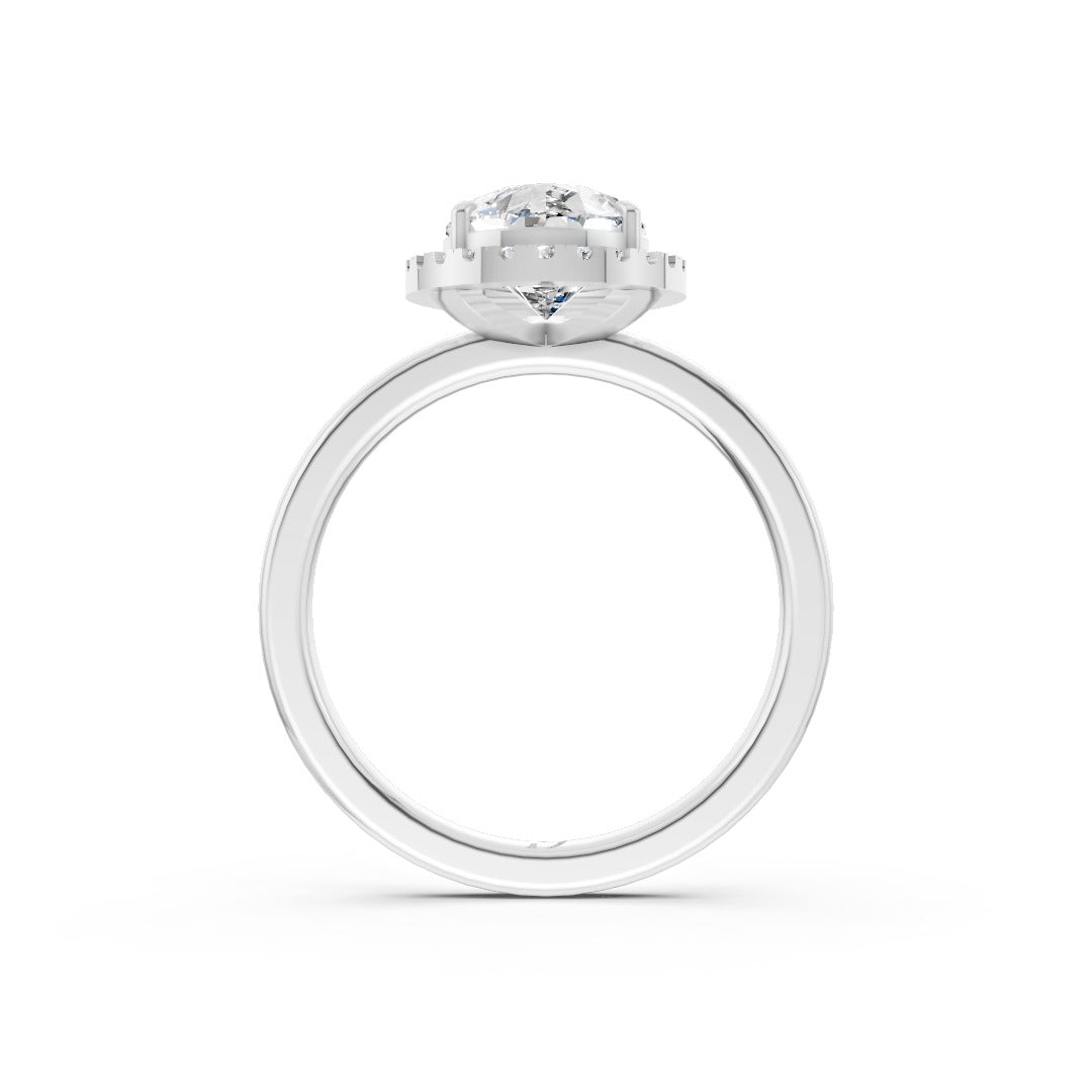 Pear Cut Lab Created Diamond Halo Anniversary Ring