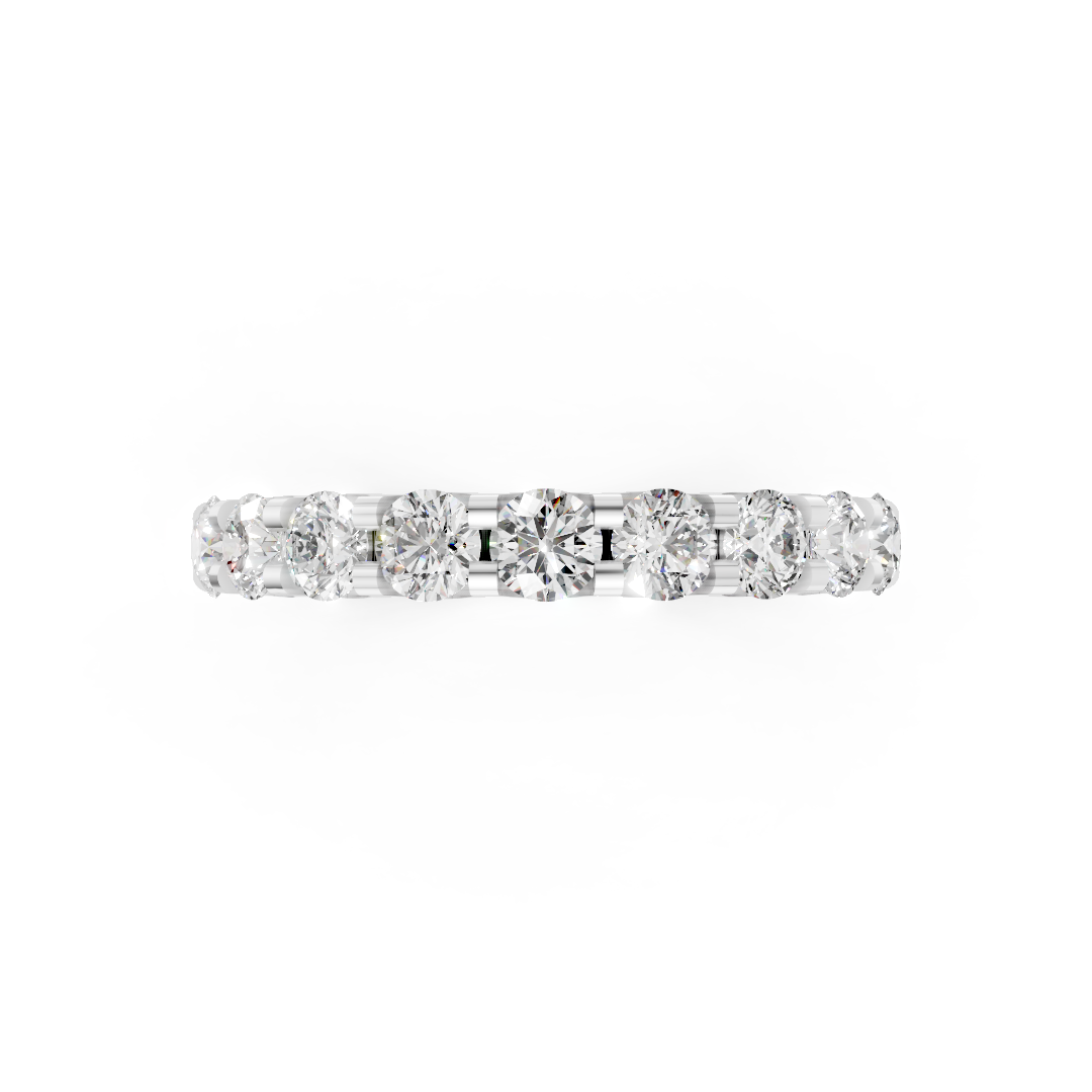 Round Diamond U Shaped Wedding Band