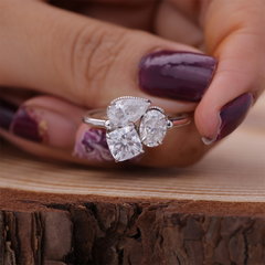 Trilogy Pear Cushion Oval Cut Engagement Ring