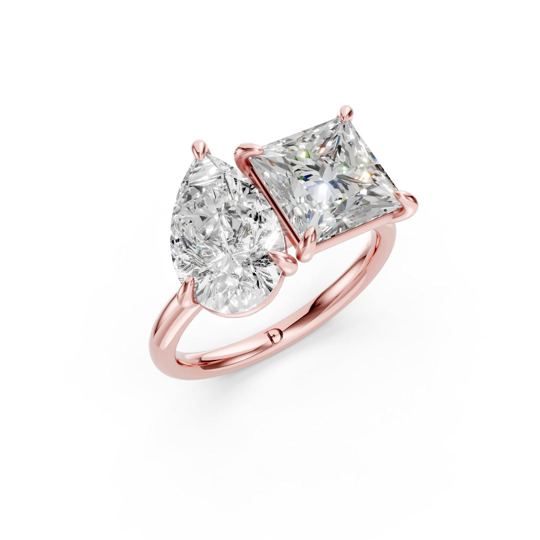 Toi et Moi Pear And Princess Cut Engagement Ring