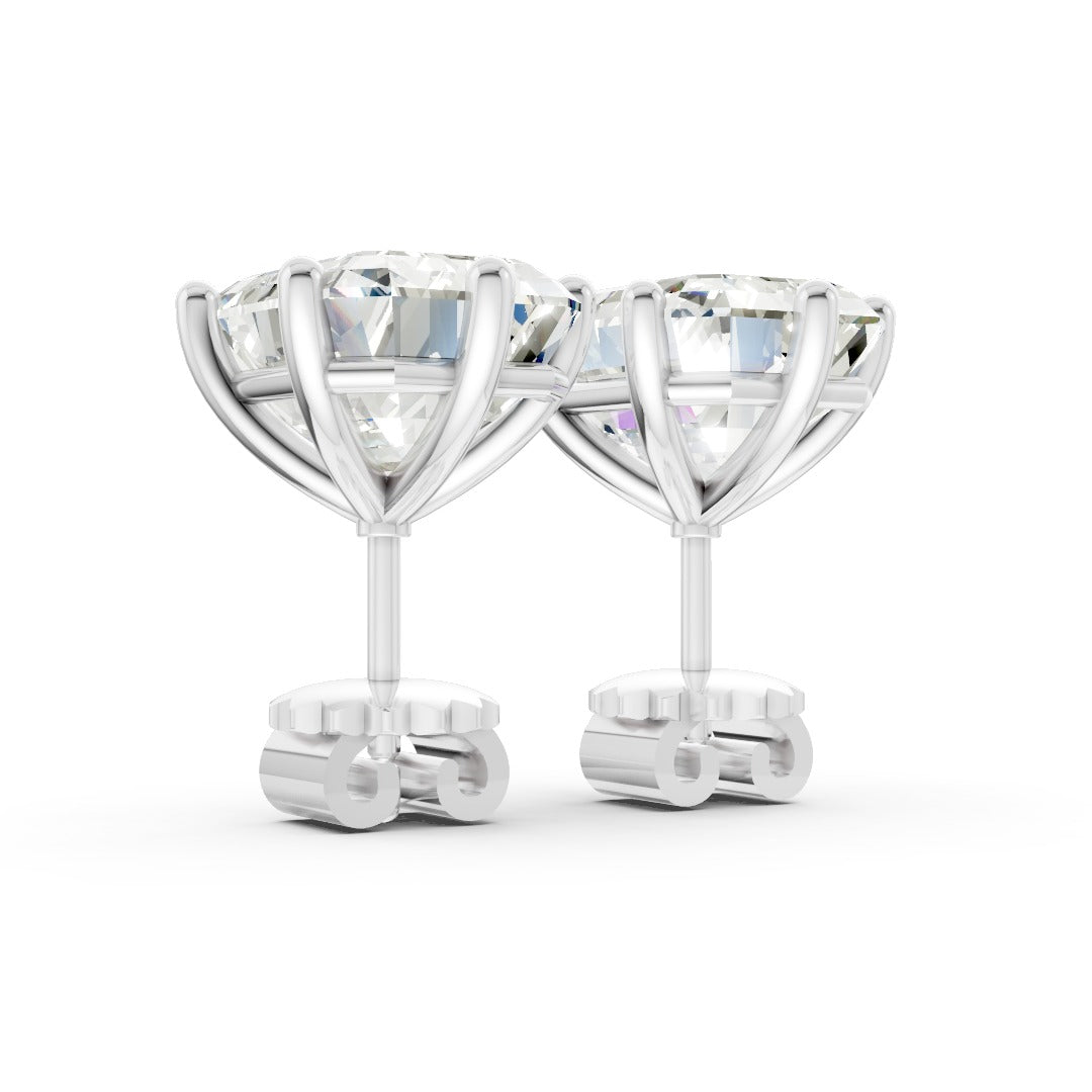 Emerald Brilliant Cut Diamond Stud Earrings