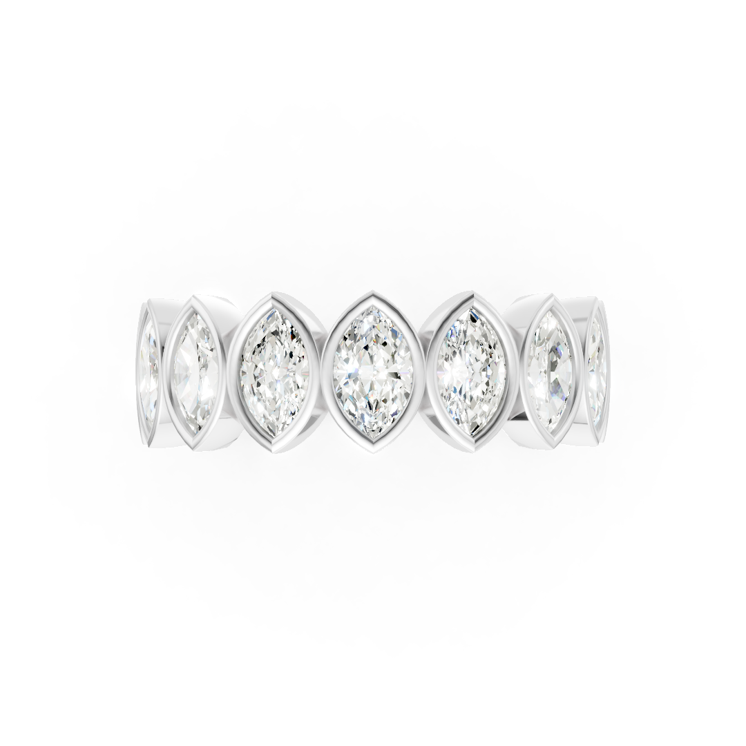 Bezel Set Marquise Diamond Half Eternity Band
