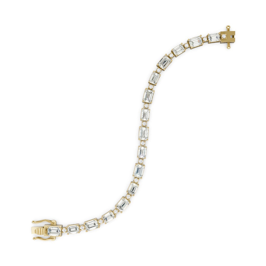 Luxury Emerald & Round Cut Lab Grown Diamond Bracelet