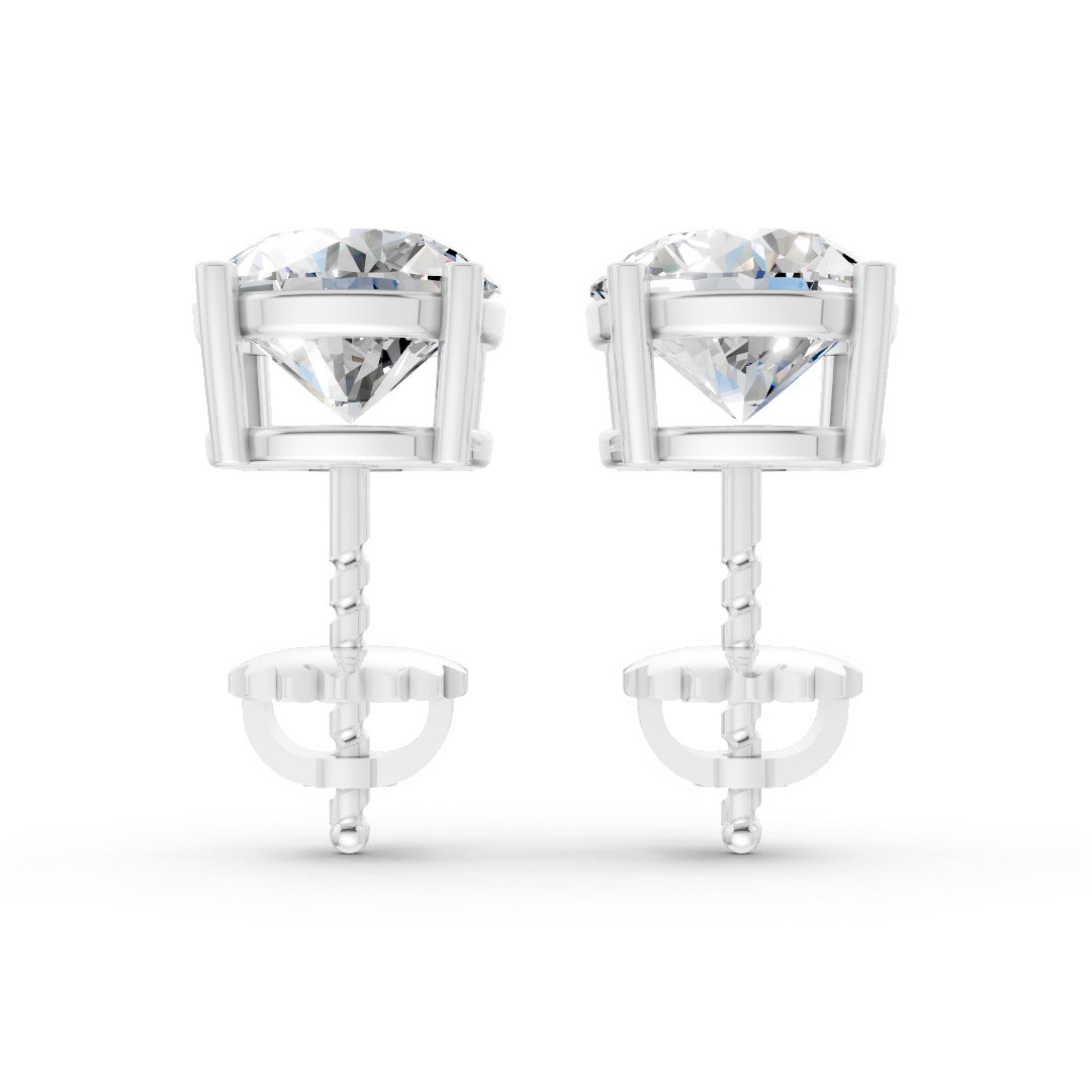 Round Cut Diamond Stud Earrings in Scalloped Basket Setting