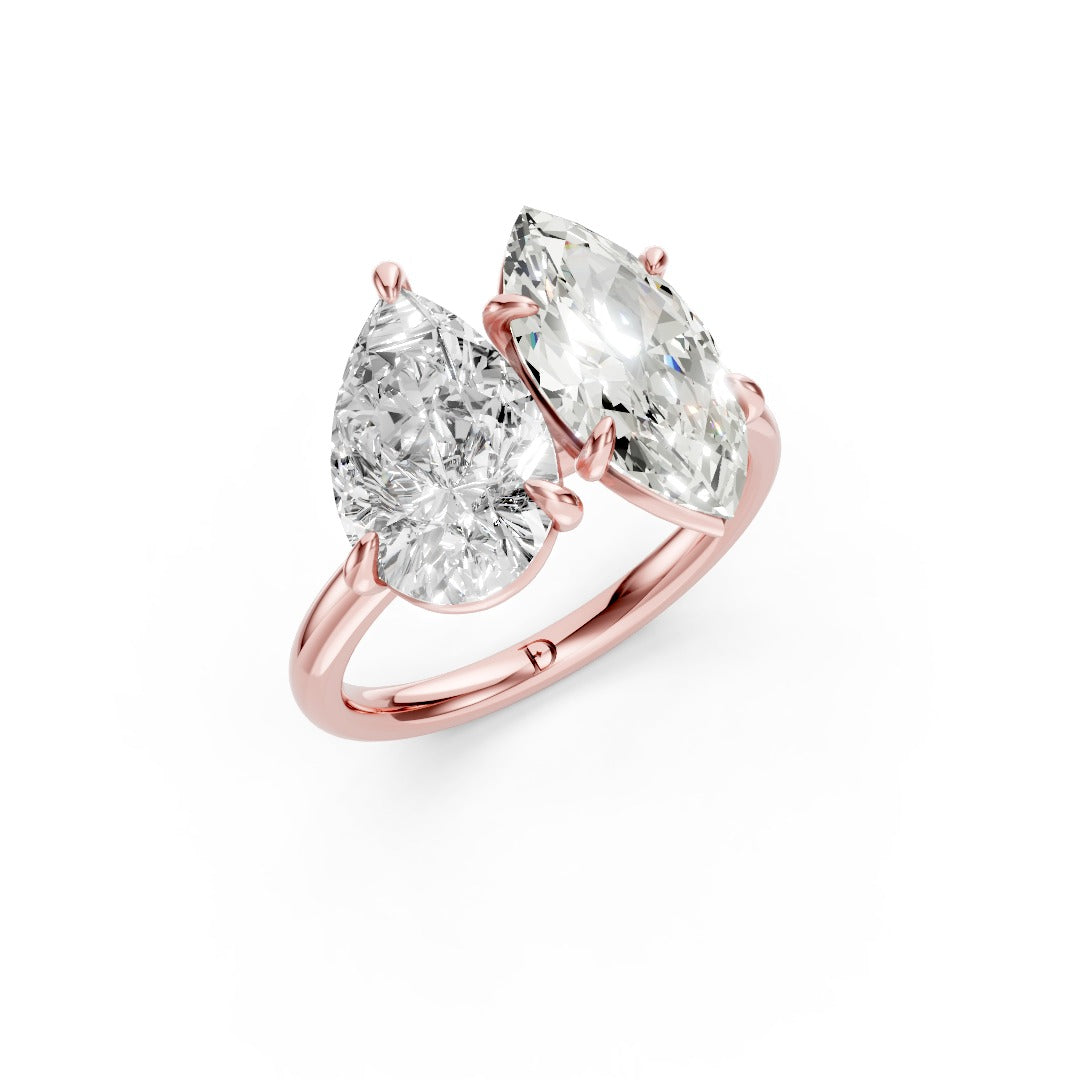 Toi et Moi Pear And Marquise Cut Engagement Ring