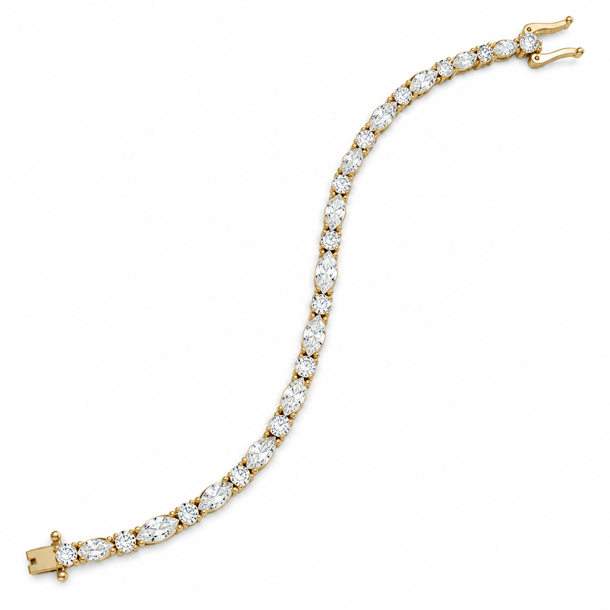 Alternating Shape Marquise & Round & Pear Diamond Tennis Bracelet