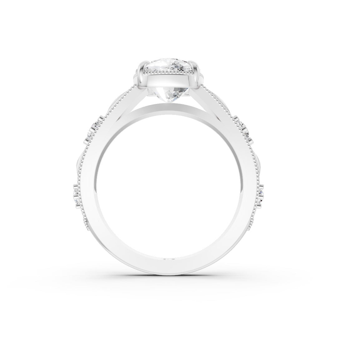 Cushion Cut Diamond Engagement Ring With Engraved Band