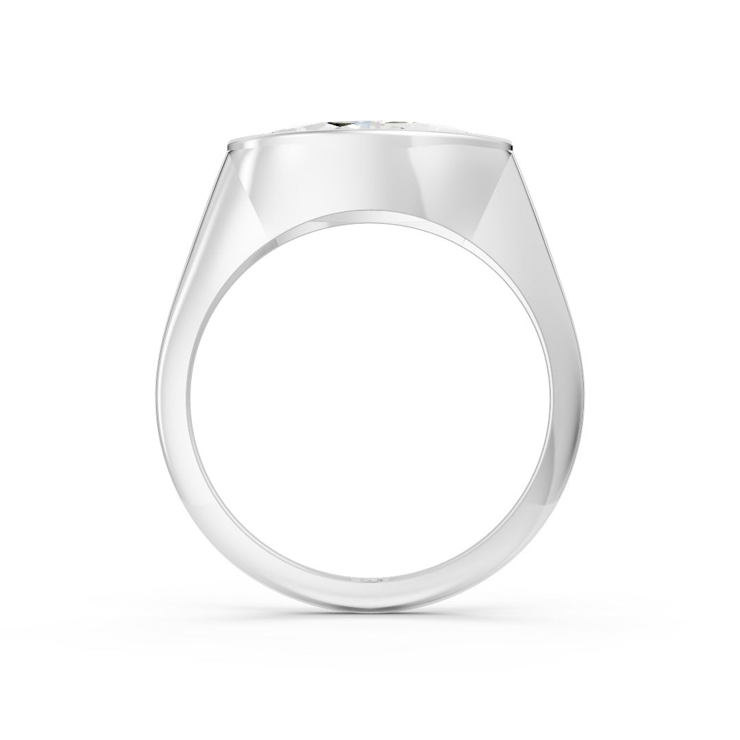 Marquise Diamond Bezel Set Solitaire Signet Style Ring