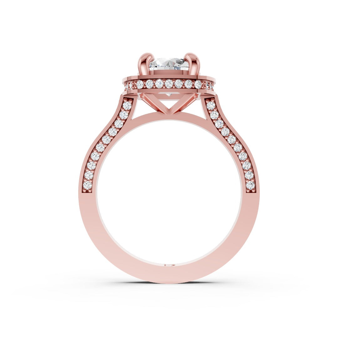 Round Diamond Halo Pave Engagement Ring