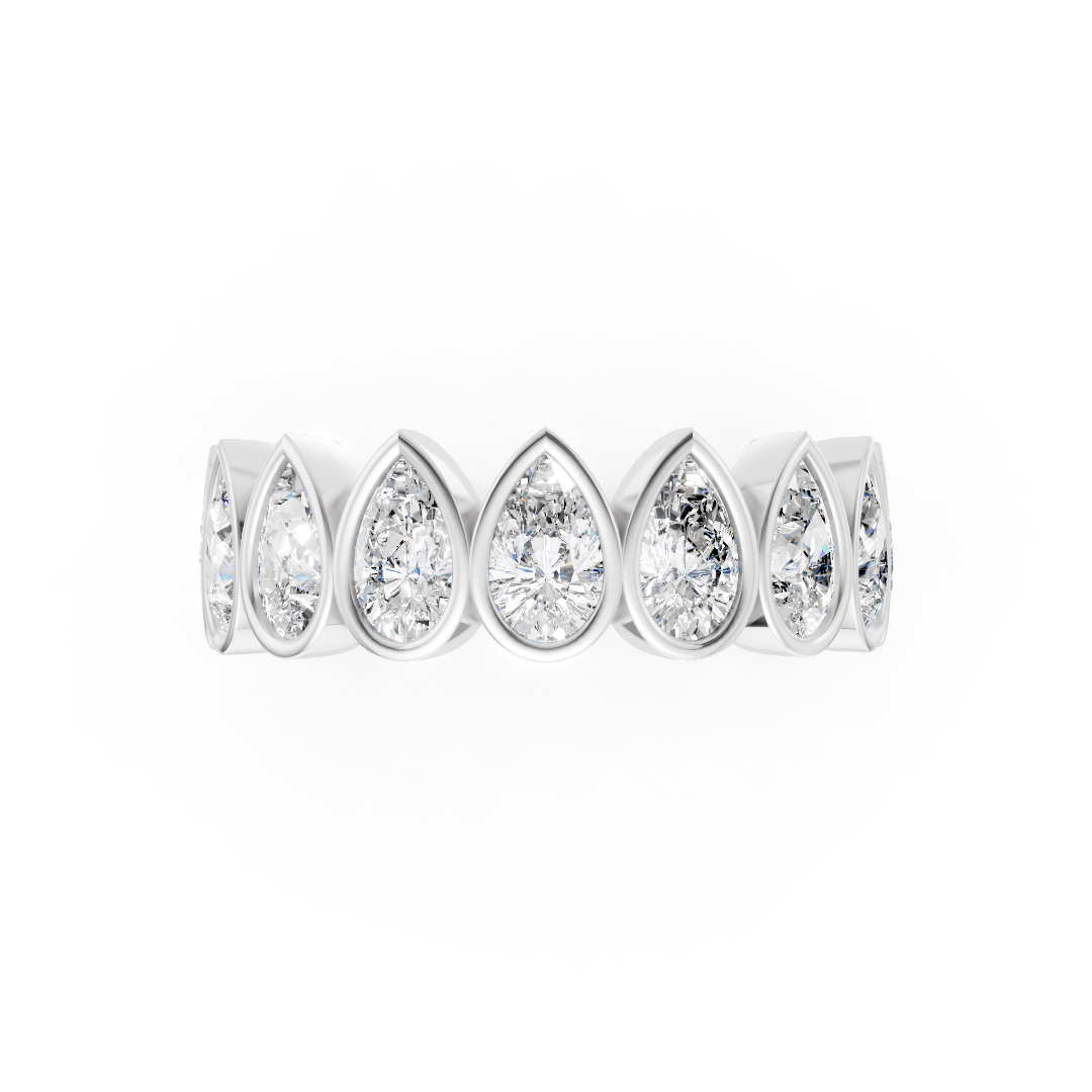 Bezel Set Pear Diamond Half Eternity Band