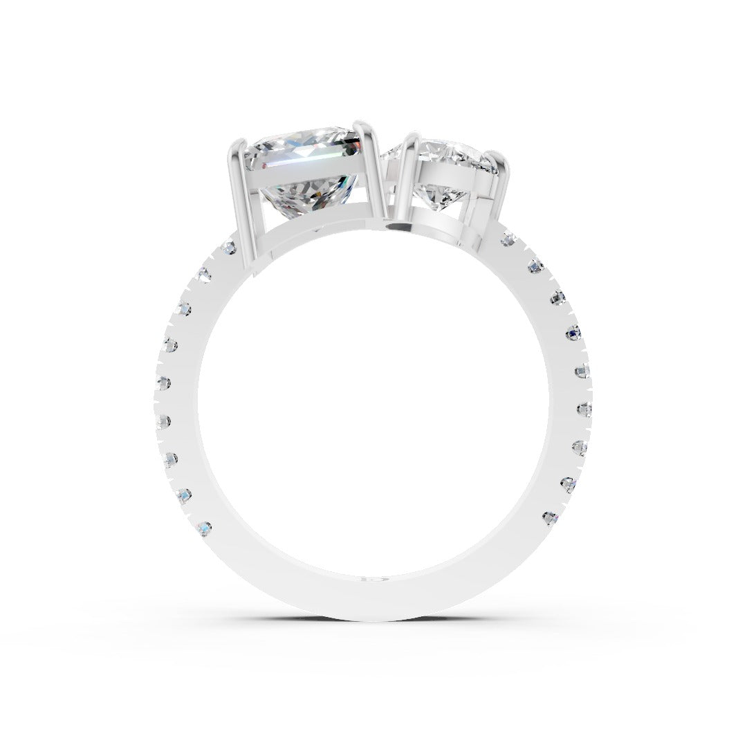 You And Me Princess And Pear Diamond Ring