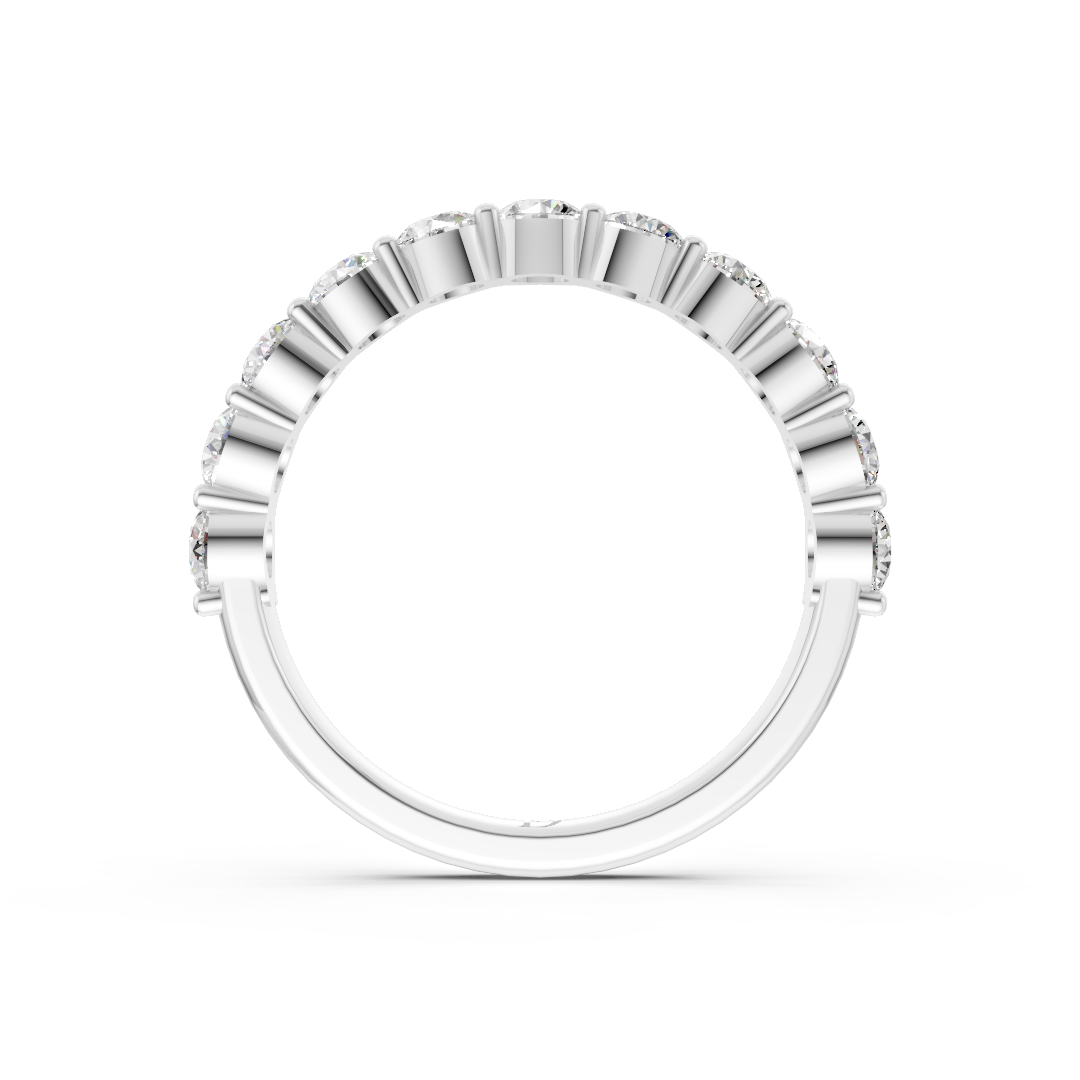 Shared Prong Round Cut Half Eternity Band