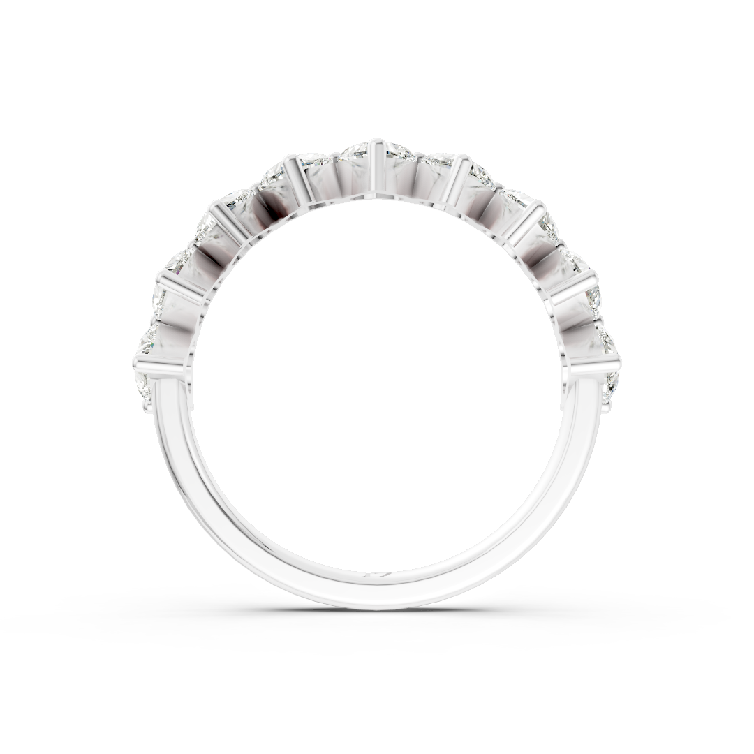 Shared Prong Heart Cut Half Eternity Band