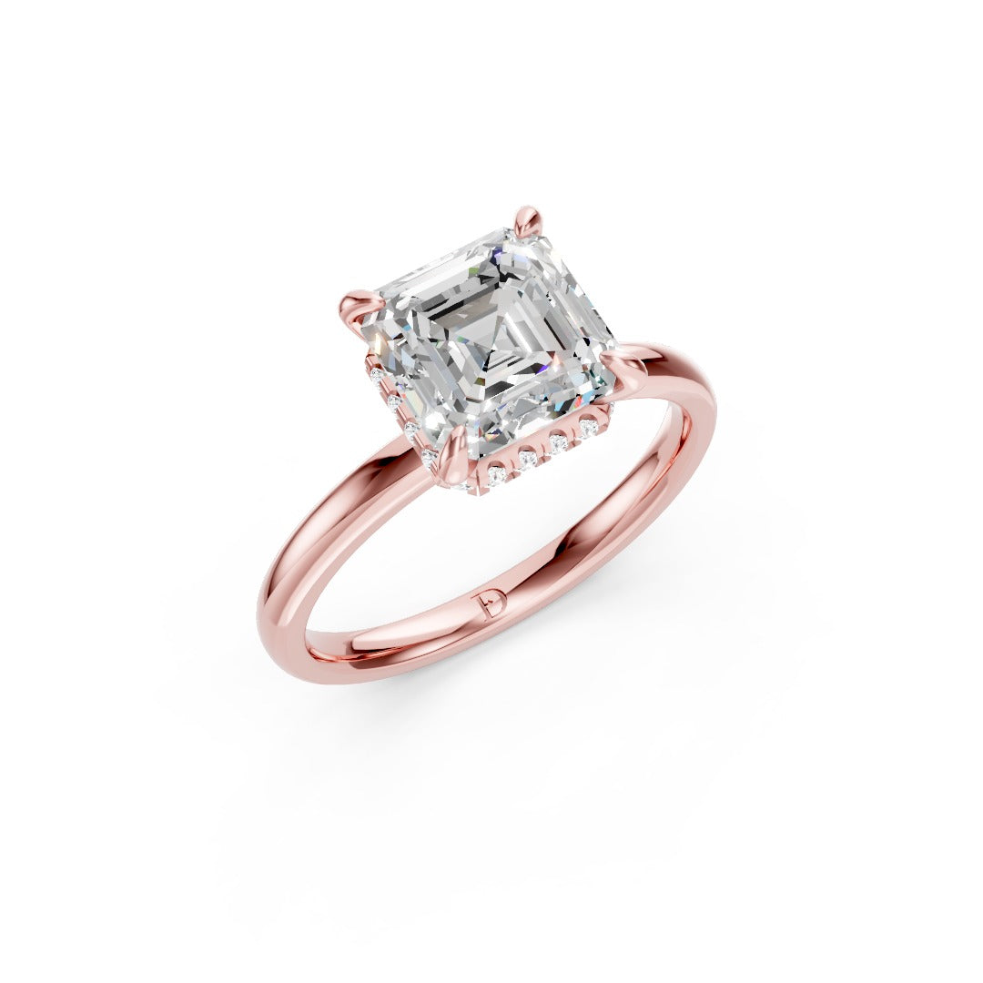 Hidden Halo Asscher Cut Diamond Engagement Ring