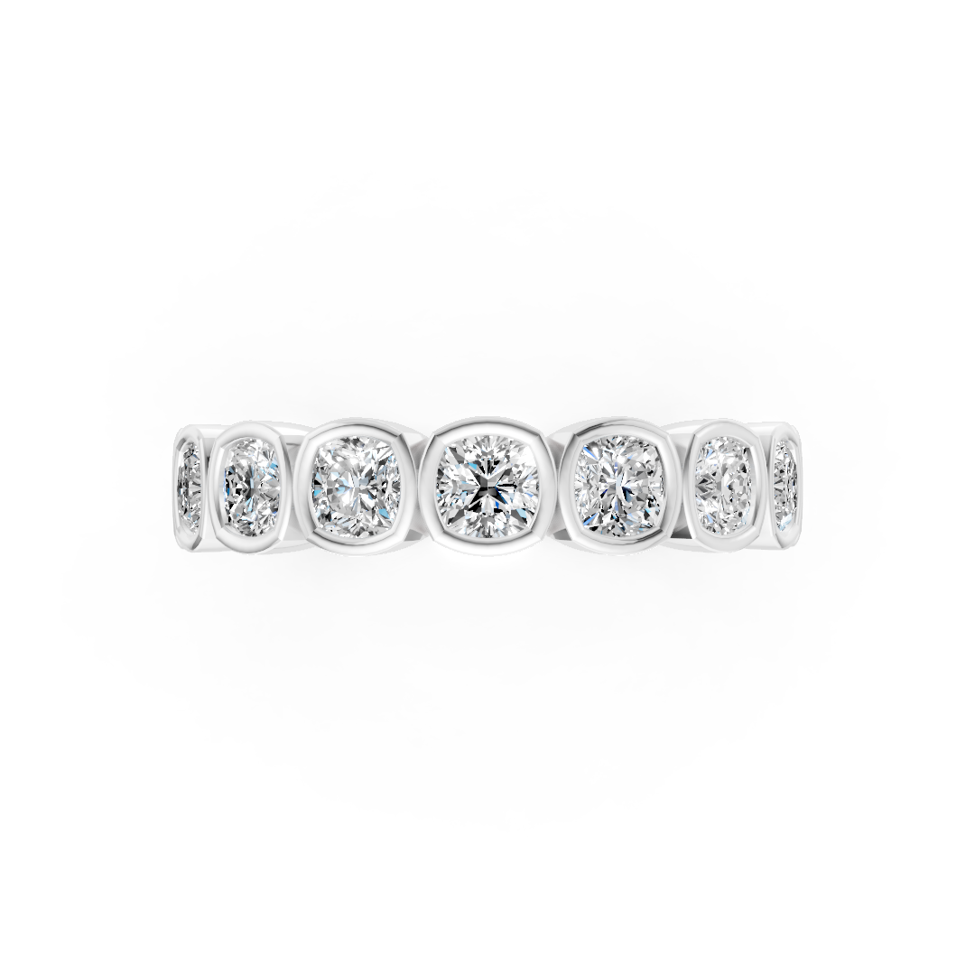 Bezel Set Cushion Diamond Half Eternity Band