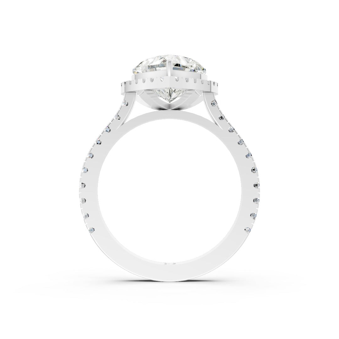 Heart Cut Diamond Floating Halo with Pavé Ring