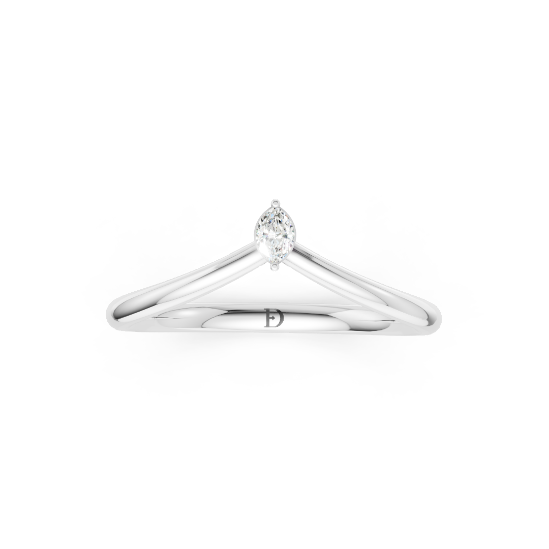 V Shape Marquise Curved Stacking Band