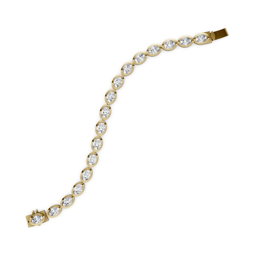 Oval Cut Lab Diamond Bezal Set Tennis Bracelet