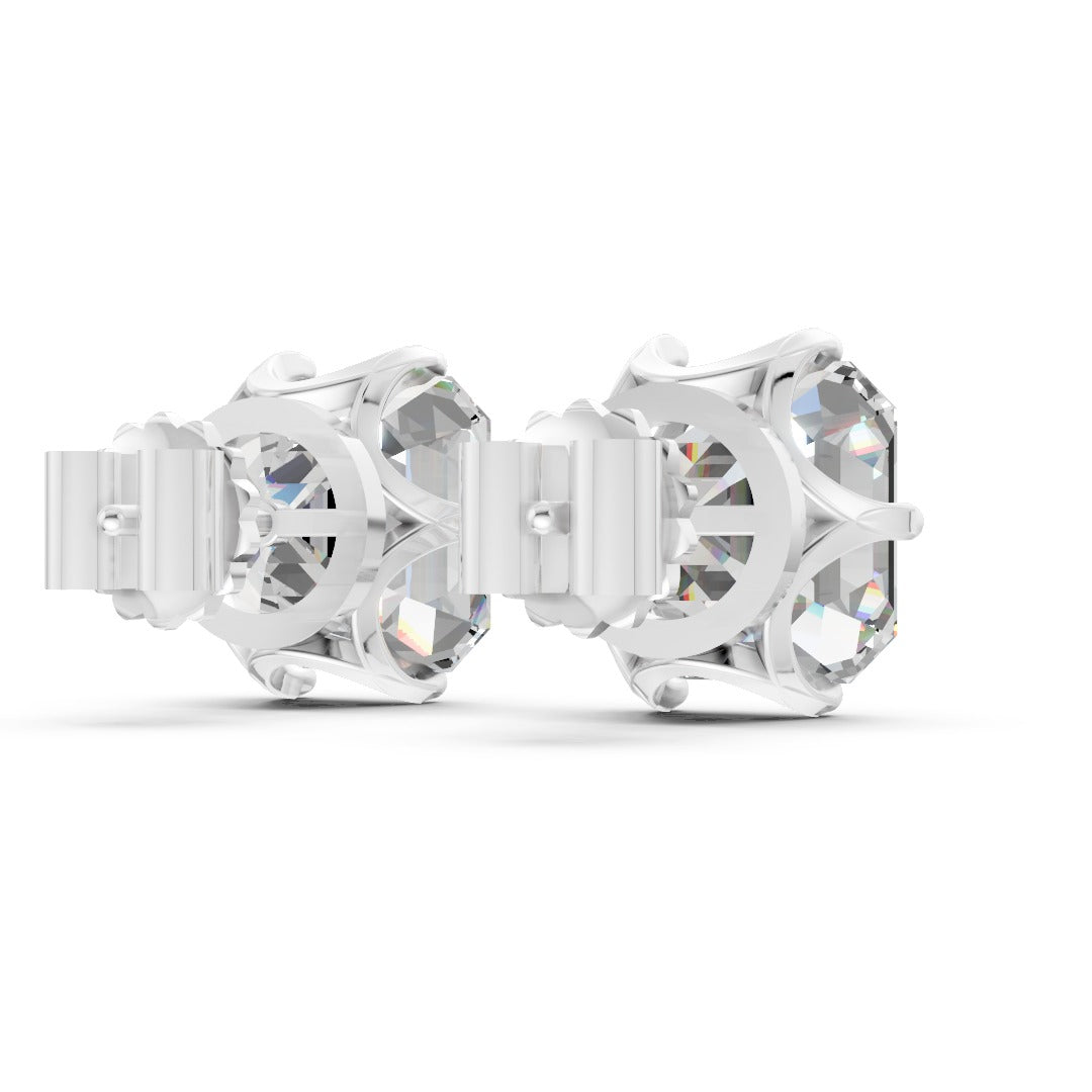 Asscher Cut Lab Diamond Six Prong Crown Stud Earrings
