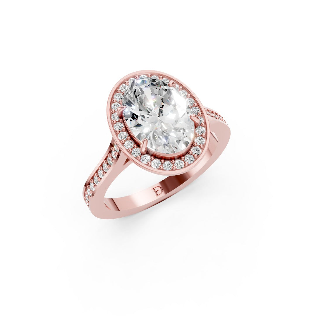 Oval Cut Lab Grown Diamond Halo Engagement Ring