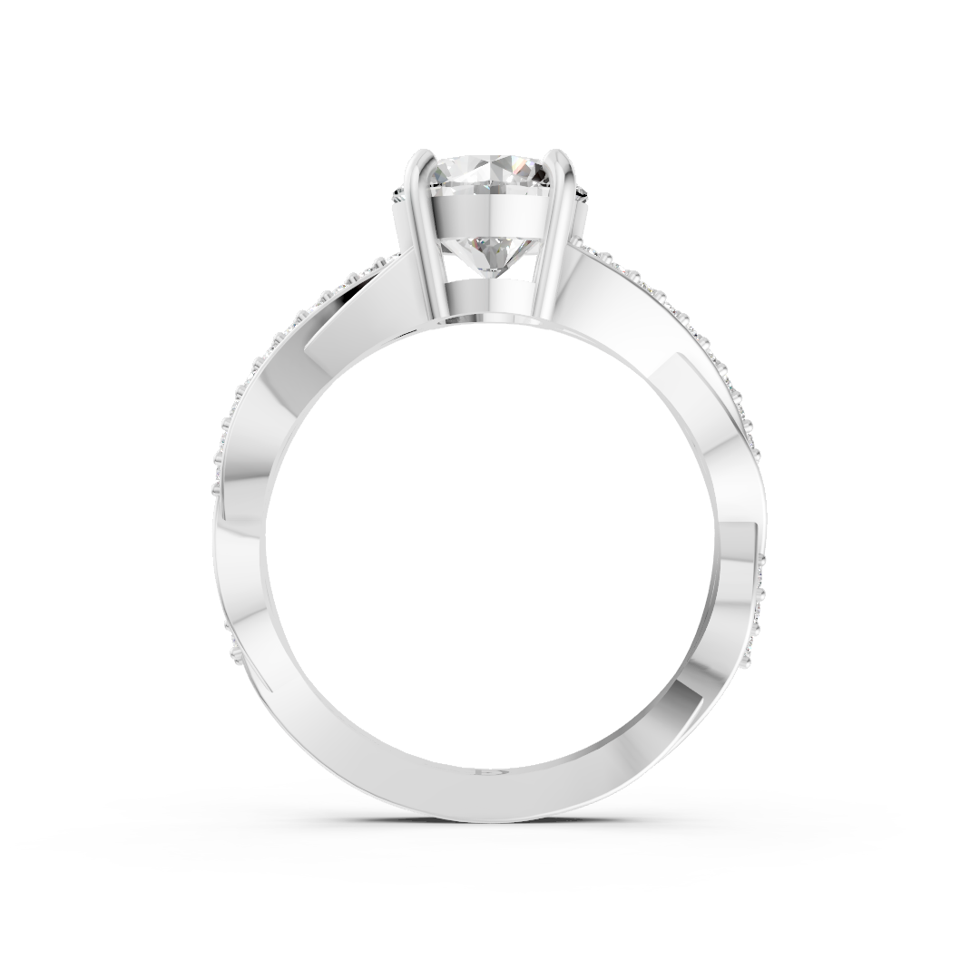 Round Cut Diamond Pave Set Criss-Cross Ring