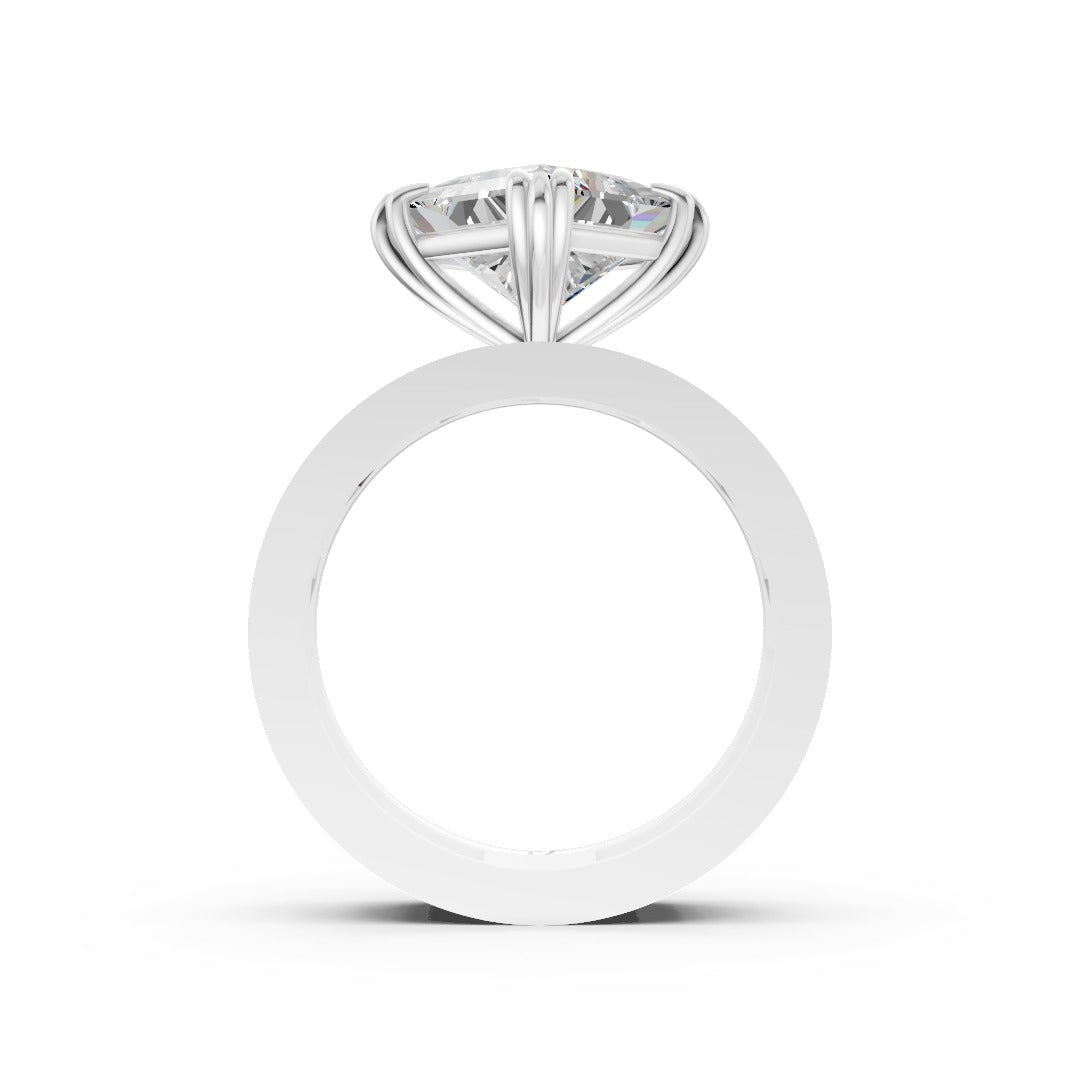 Princess Cut Bridal Set Ring With Diamond Flush Set Wedding Band