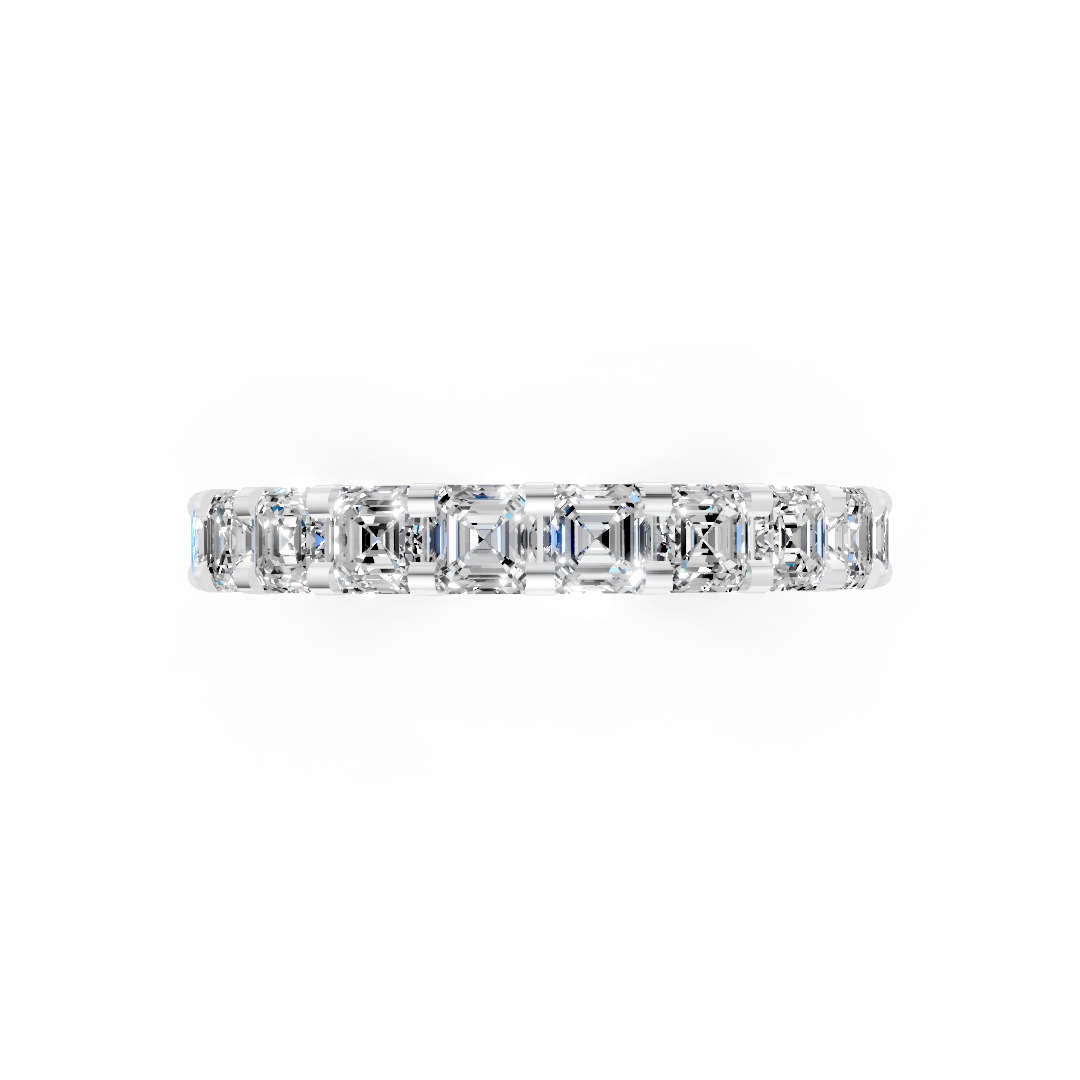 Asscher Diamond U Shaped Wedding Band
