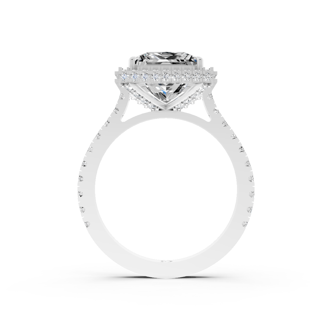 Princess Diamond Halo Pave Set Ring