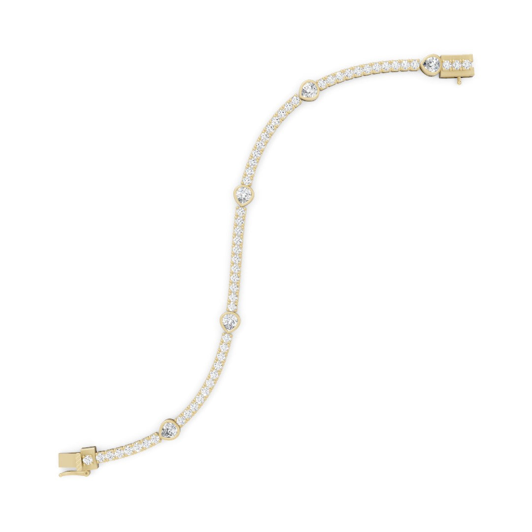 Pear & Round Cut Lab Diamond Tennis Bracelet
