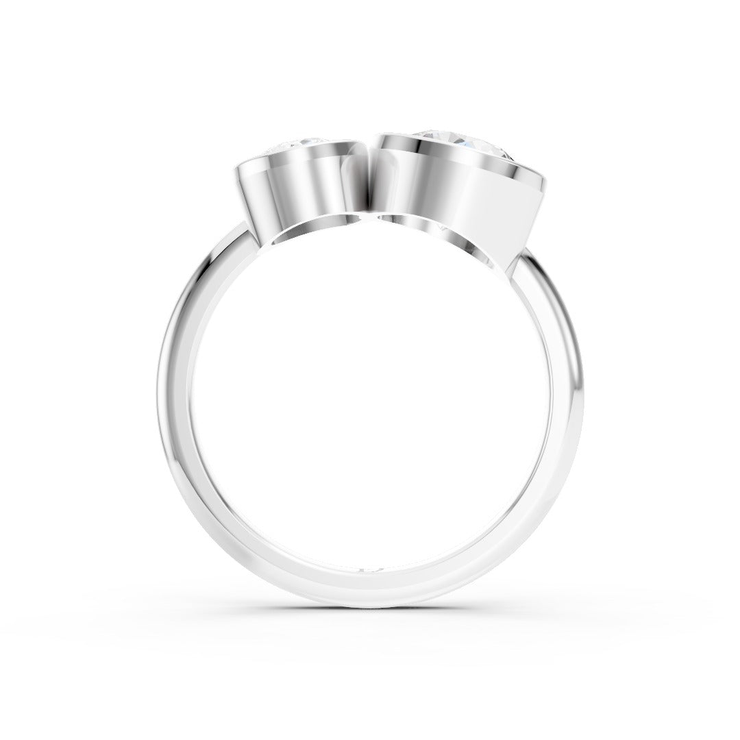 Toi at Moi Bezel Set Pear and Round Cut Diamond Anniversary Ring