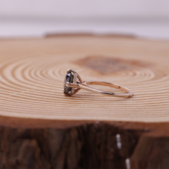 Green Solitaire Double Prong Ring