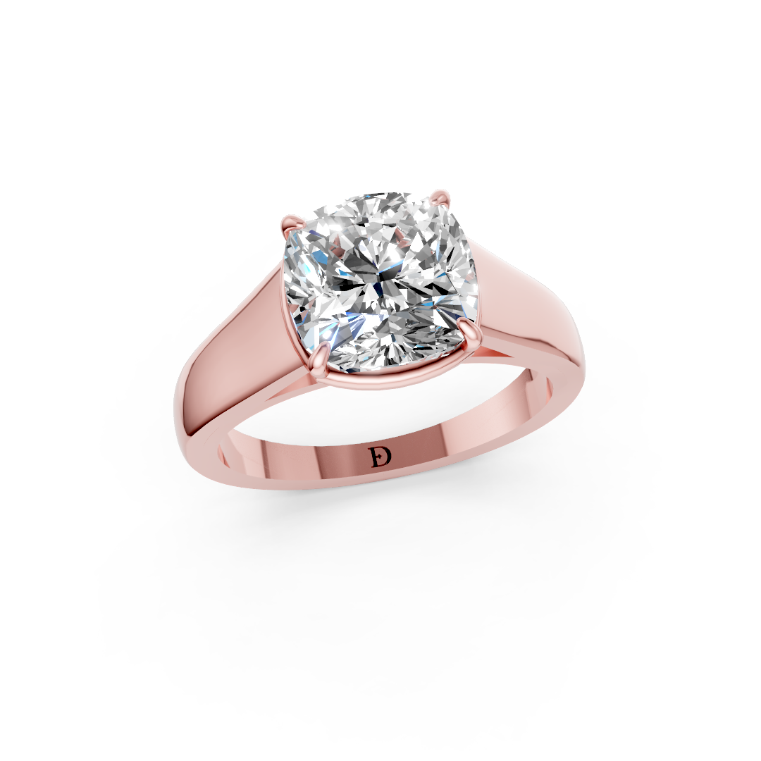 Cushion Diamond Tapered Band Ring