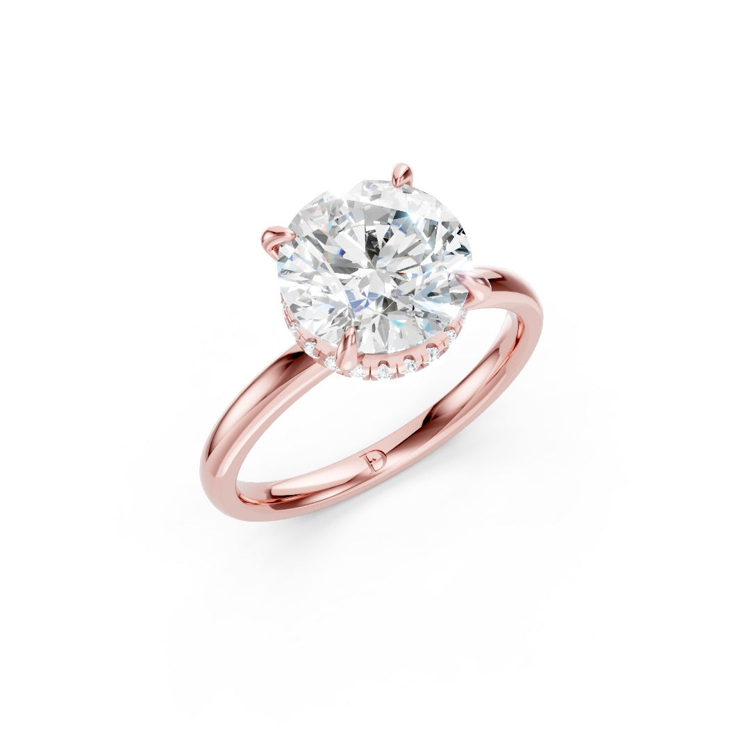 Hidden Halo Round Cut Diamond Engagement Ring
