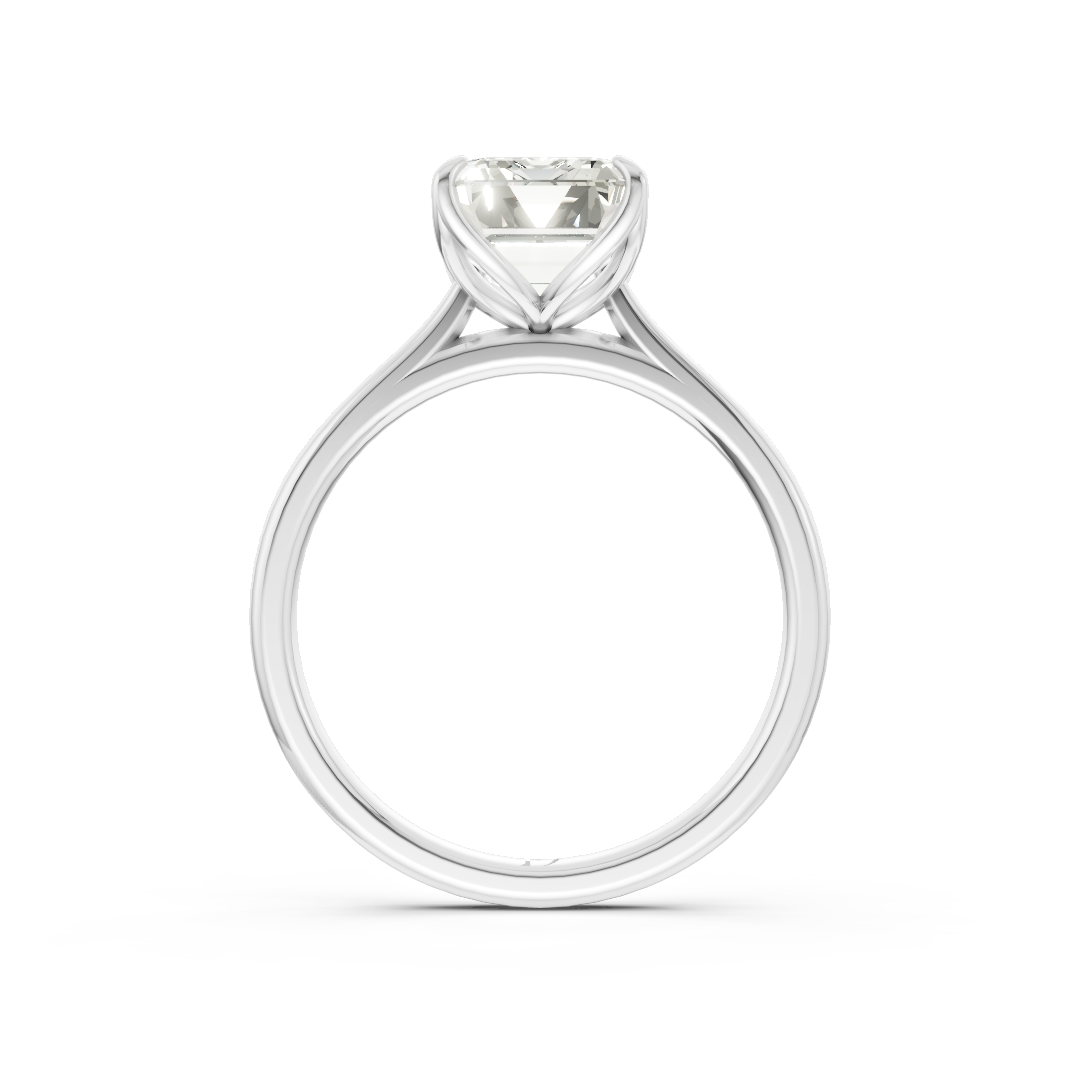 Emerald Cut Flower Prong ring