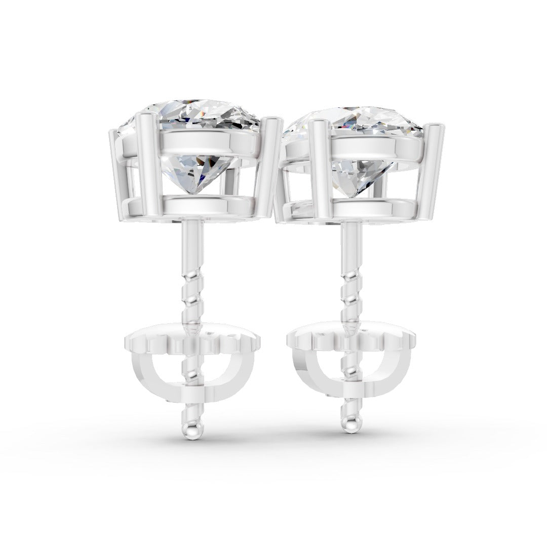 Oval Cut Diamond Stud Earrings in Scalloped Basket Setting