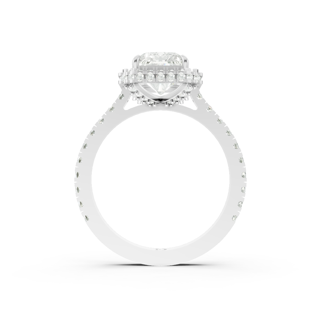 Radiant Diamond Halo Pave Set Ring