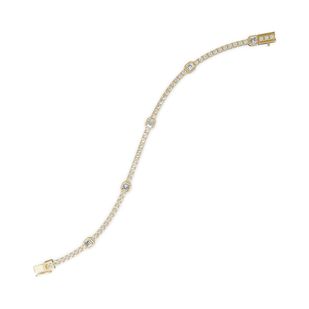 Asscher & Round Cut Lab Diamond Tennis Bracelet