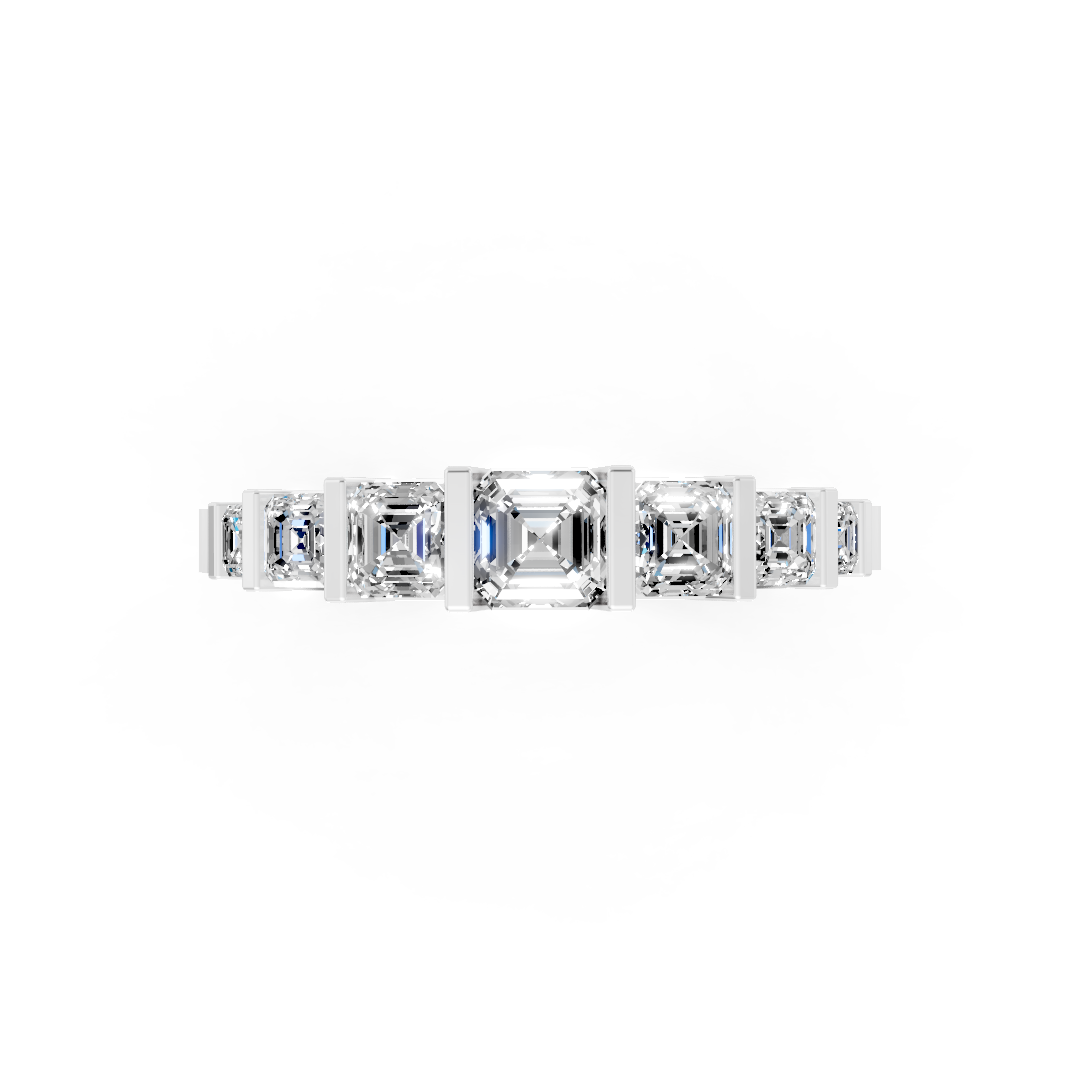 Asscher Brilliant Bar Set Diamond Band