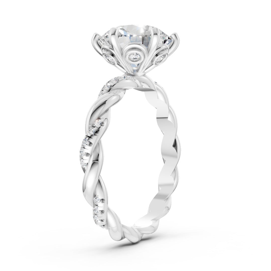 Twisted Vine Round Brilliant Diamond Ceremony Ring