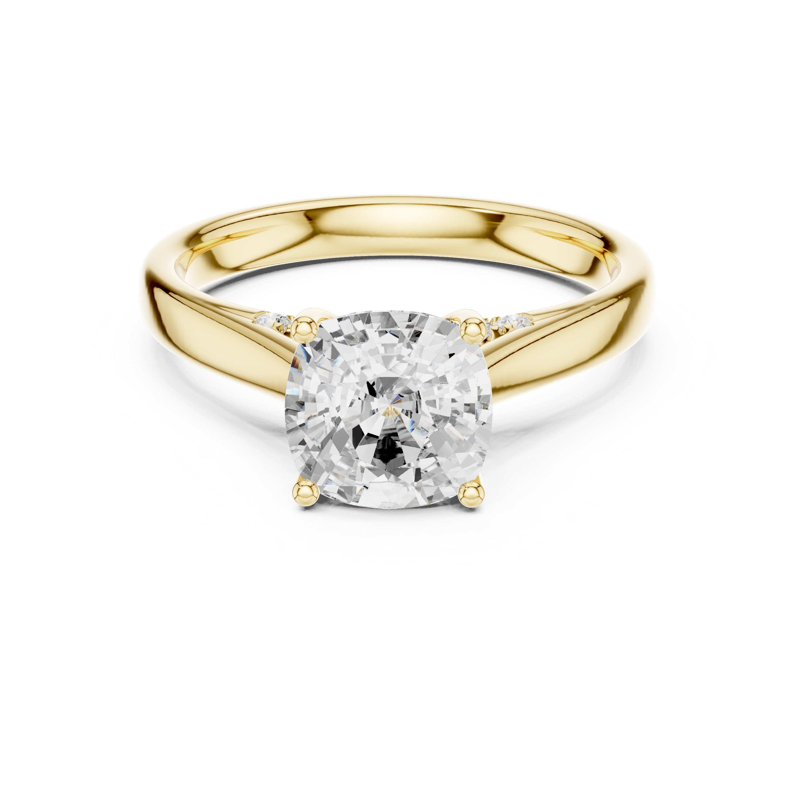 Cushion Cut Cathedral Solitaire Ring With Hidden Pave Bridge