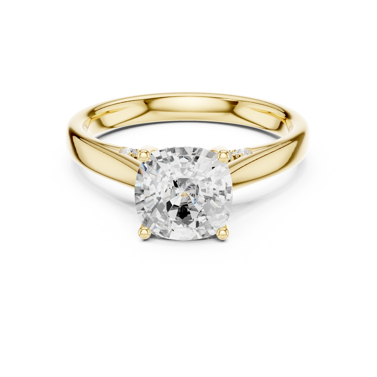 Cushion Cut Cathedral Solitaire  Ring With Hidden Pave Bridge