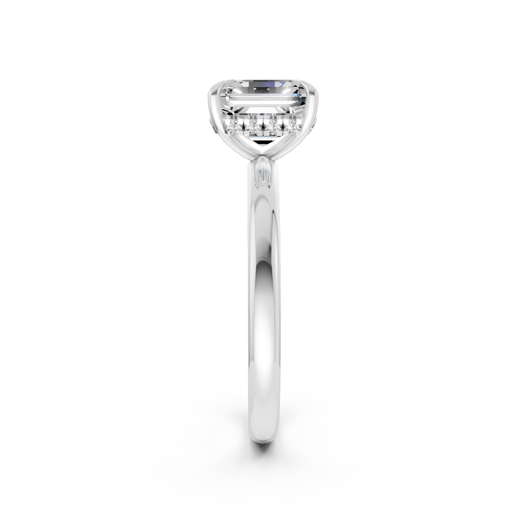 Asscher Diamond Hidden Halo Ring